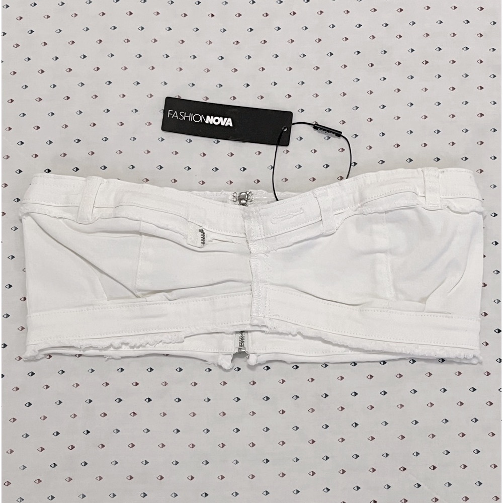 Antonella Denim Crop Top - White